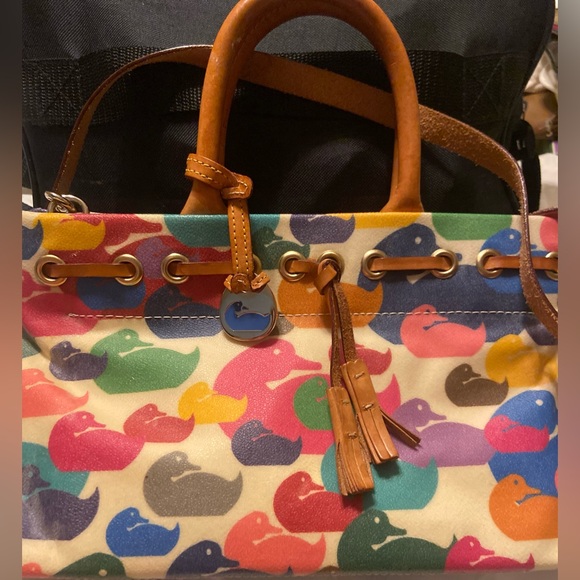 3 Pc. Dooney & Bourke purse, Tan& brown wristlet, Pink & tan wristlet w/o strap - Picture 7 of 13